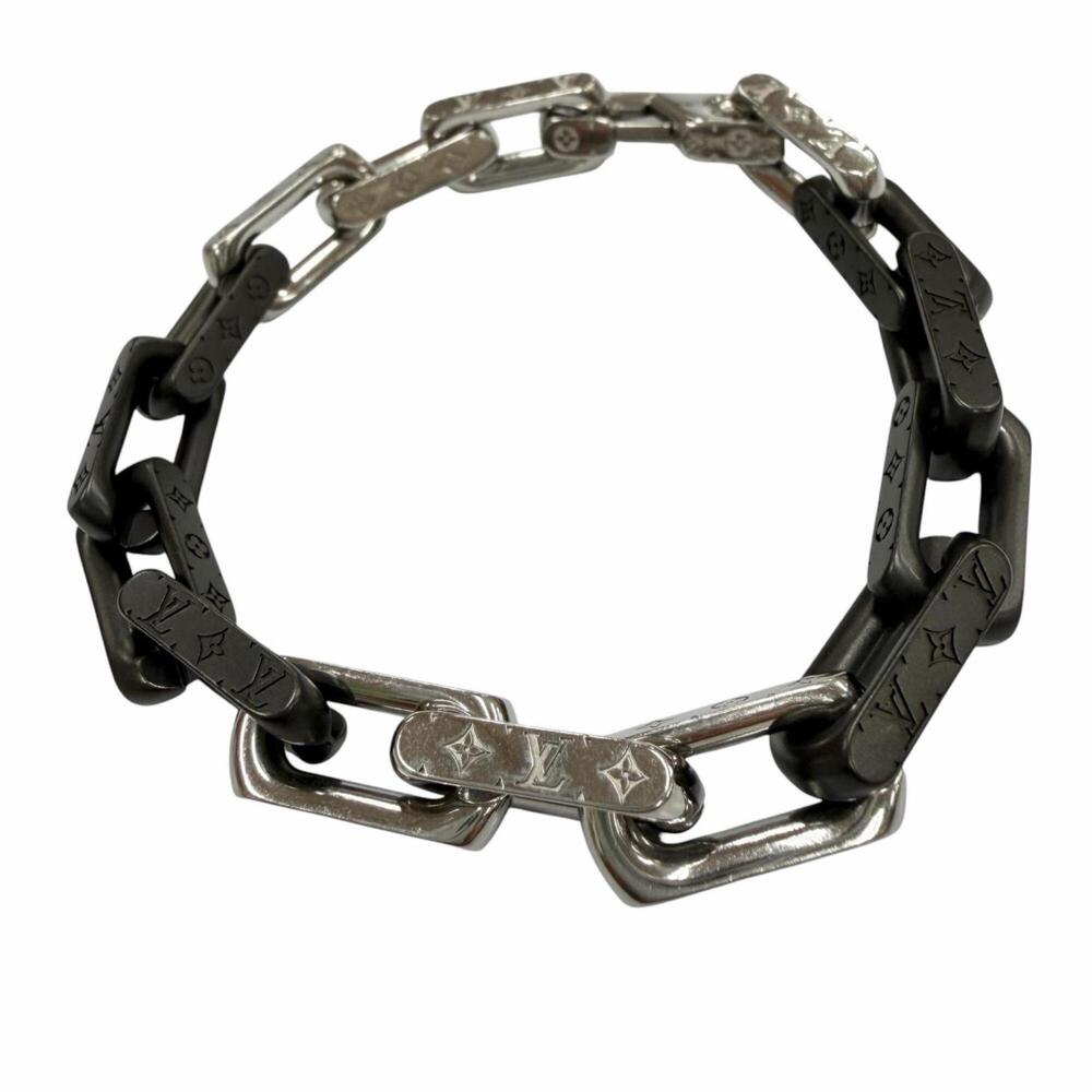 LOUIS VUITTON M00687 Monogram Chain Bracelet, Black and Silver, Size L, Made ...